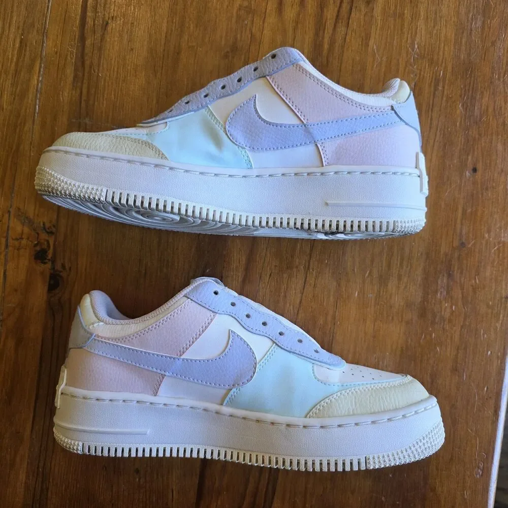 Nike Women's Air Force 1 Shadow sneakers 2020 Size 8.5 pastel summit CI0919-106 - Picture 7 of 8